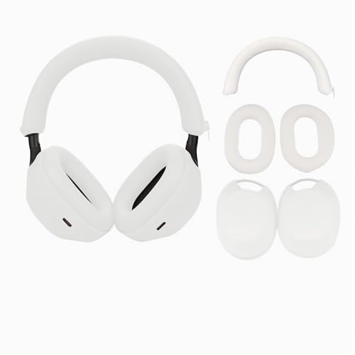 Silikonhülle für Sony WH-1000XM5,Sony xm5 Kopfhörer Schutzhülle,Ohrmuscheln für Sony xm5,WH-1000XM5 Zubehör Soft Silikon Skin Protector-Weiß von SRIZIAN