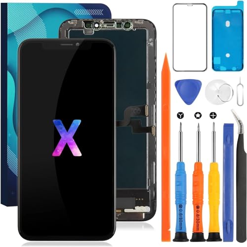 Ersatz-Bildschirm für iPhone X, LCD-Bildschirm, Touch-Digitizer, Glasscheibe, Montagesets, A1865, A1901, A1902, A1903, Schwarz (Incelll Black) von SRJTEK