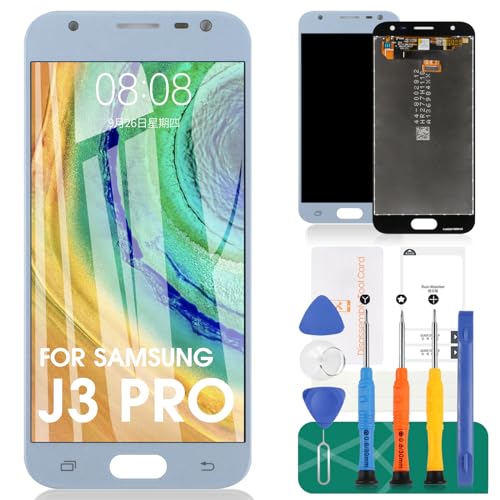 Ersatz-Digitizer-Glas für Samsung Galaxy J3 Pro 2017 J330 DUOS J330G J330L J330F J330FN J330DS LCD-Bildschirm-Ersatzteil-Set, inklusive gehärteter Folie, Kleber und Werkzeuge von SRJTEK