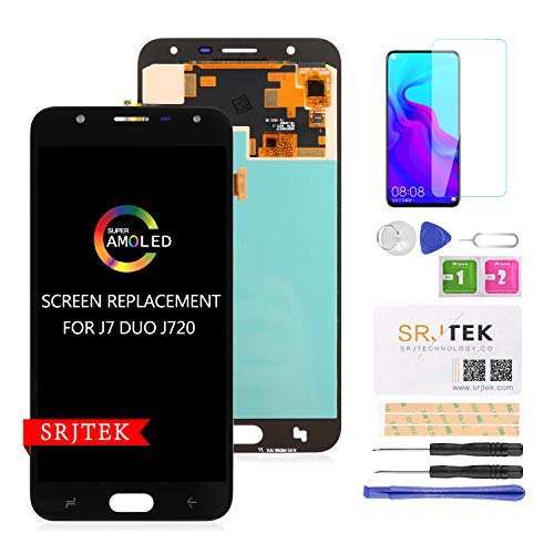 Ersatz-LCD-Bildschirm für J7 Duo J720 OLED LCD Display Touchscreen Digitizer Assembly für Samsung Galaxy J7 Duo 2018 J720 J720F J720F/DS J720M J720M/DS Teile Kit (kein Original AMOLED) (schwarz) von SRJTEK