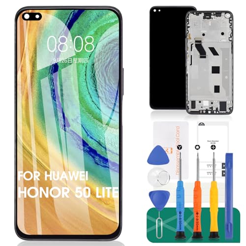 Ersatz-LCD-Display für Huawei Honor 50 Lite für Huawei Honor X20, Ersatz für Huawei Nova 8i, Touch-Digitizer-Reparatur-Sets (schwarz, mit Rahmen) von SRJTEK