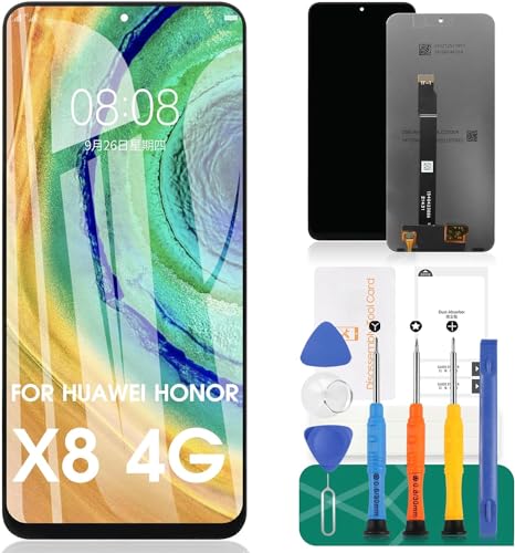 Ersatz-LCD-Display für Huawei Honor X8 4G Display für Honor X8 4G Bildschirm TFY-LX1, TFY-LX2, TFY-LX3 Touch Digitizer Montagesets ohne Rahmen (schwarz, nicht für 5G) von SRJTEK