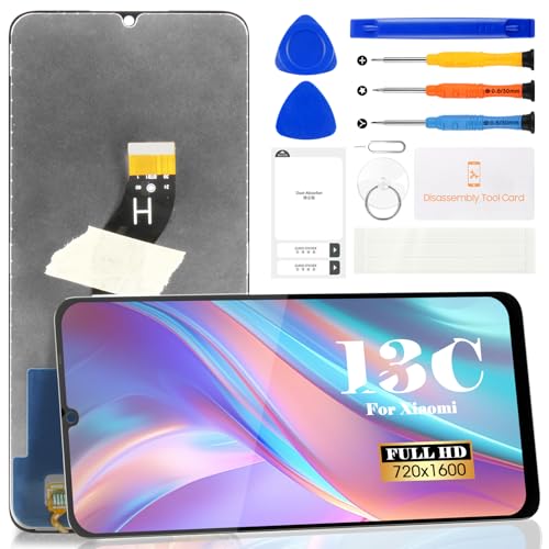 Ersatz-LCD-Display für Xiaomi Redmi 13C 23100RN82L 23106RN0DA 23108RN04Y Touch-Digitizer Montage-Reparatur-Sets (Schwarz, ohne Rahmen) von SRJTEK