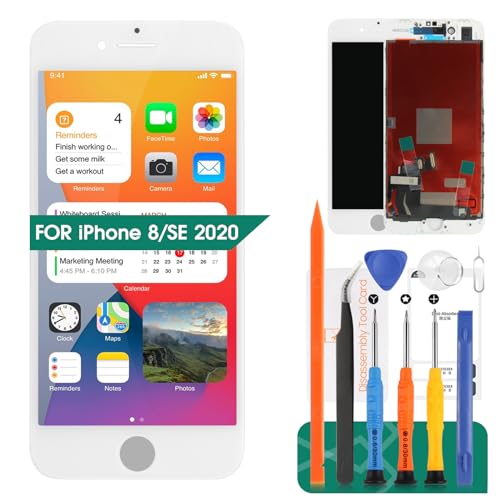 Ersatz für iPhone 8 LCD Display Screen Replacement für iPhone SE 2020 Bildschirm Ersatz A1863 A1906 A1907 A1905 Touchscreen A2275 A2296 A2298 Digitizer Assembly Kits (Weiß) von SRJTEK