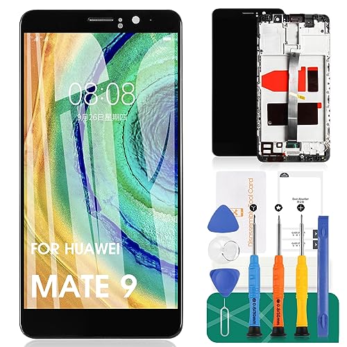 Ersatzbildschirm für Huawei Mate 9 MHA-L09 MHA-L29 AL00 L23 15 cm (5,9 Zoll) LCD-Display Touchscreen Digitizer Panel mit Rahmen Montage komplett (nicht passend für Mate 9 Lite) (schwarz) von SRJTEK