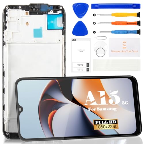 Ersatzbildschirm für Samsung Galaxy A15 5G/4G für Samsung A15 5G/4G LCD-Display A156 LCD-Display A155 Touch-Digitizer mit A155F A156U Montage-Reparatur-Sets (kleinere Größe mit Rahmen) von SRJTEK