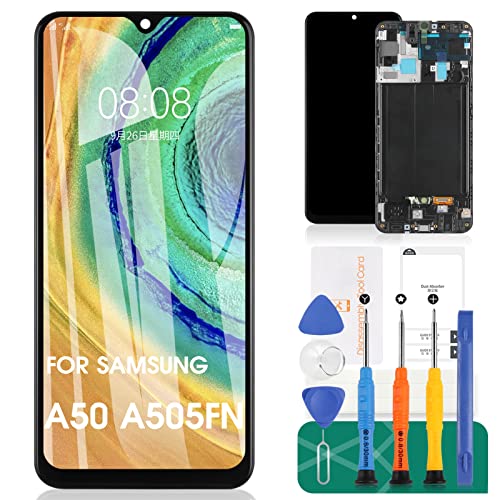 Ersatzdisplay für Samsung Galaxy A50 A505 A505F, SM-A505FN A505GN A505G LCD Display Touch Panel Sensor Digitizer (Incell Black With Frame) von SRJTEK