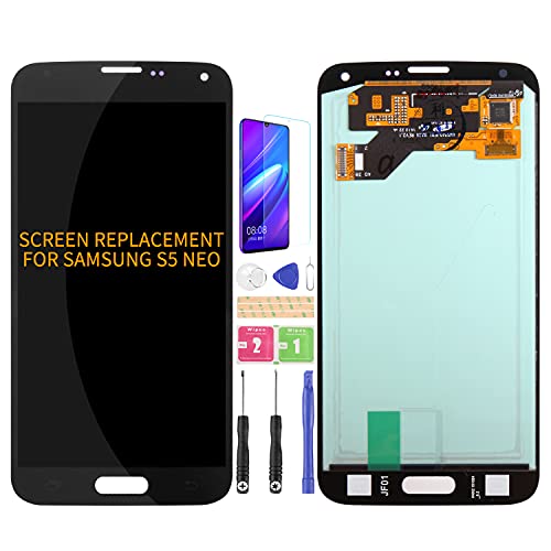 Ersatzbildschirm für Samsung Galaxy S5 Neo G903 SM-G903F, SM-G903W, SM-G903M LCD Display Touch Panel Sensor Digitizer (AMOLED Schwarz ohne Rahmen) von SRJTEK