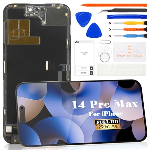Ersatzbildschirm für iPhone 14 Pro Max, LCD-Ersatzbildschirm, 14 Pro Max, Digitizer-Display, Touch-Sensor, Montagezubehör-Kits A2894, A2651, A2893, A2895 (Incell, Schwarz) von SRJTEK