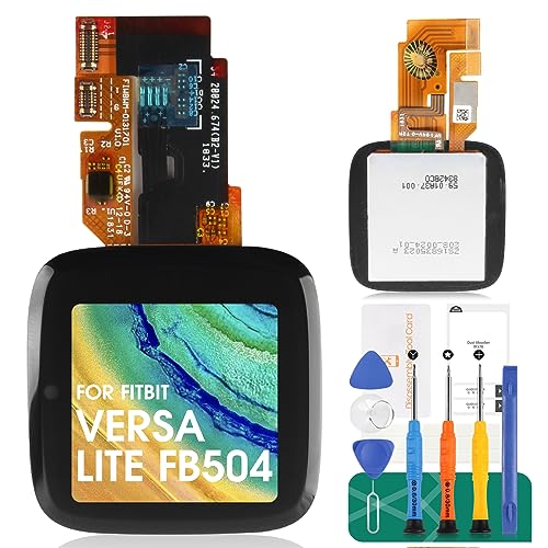 Ersatzdisplay für Fitbit Versa Lite FB504, Ersatzdisplay für Fitbit Versa FB505, LCD-Display, für Fitbit Versa Lite FB504, Touchscreen-Digitizer, Montage-Reparatur-Kits (schwarz) von SRJTEK