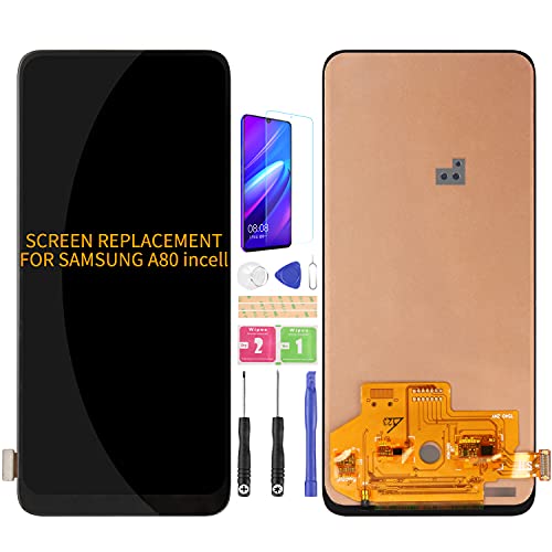 Ersatzdisplay für Samsung Galaxy A80 A805 SM-A805F, SM-A8050 LCD Display Touch Panel Sensor Digitizer Kits (OLED Schwarz ohne Rahmen) von SRJTEK