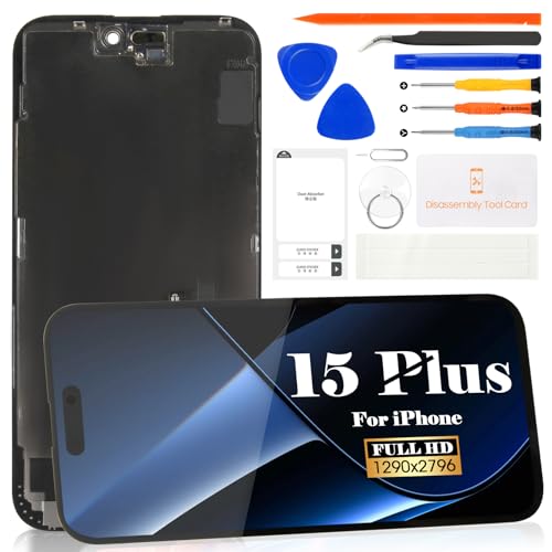Ersatzdisplay für iPhone 15 Plus, LCD-Display A3094, A2847, A3093, A3096, Touch-Digitizer, Montage-Reparatur-Set (Schwarz, Incell) von SRJTEK