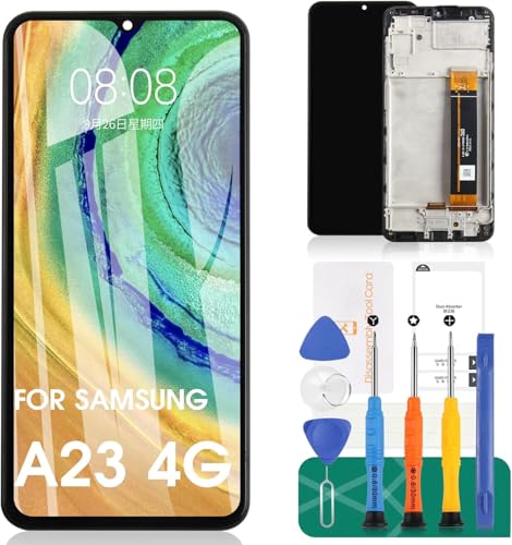Ersatzteil-Set für Samsung Galaxy A23 LCD-Bildschirm A235, LCD-Display, Touch-Digitalisierer SM-A235F/DS, SM-A235F/DSN, SM-A235M, Montage-Reparaturteil-Set (schwarz mit Rahmen) von SRJTEK