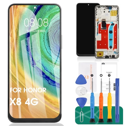 Für Huawei Honor X8 4G LCD-Display für Honor X8 4G Bildschirm Ersatz für Honor X8 4G Digitizer Assembly TFY-LX1 Reparatur-Sets mit Rahmen (schwarz) von SRJTEK