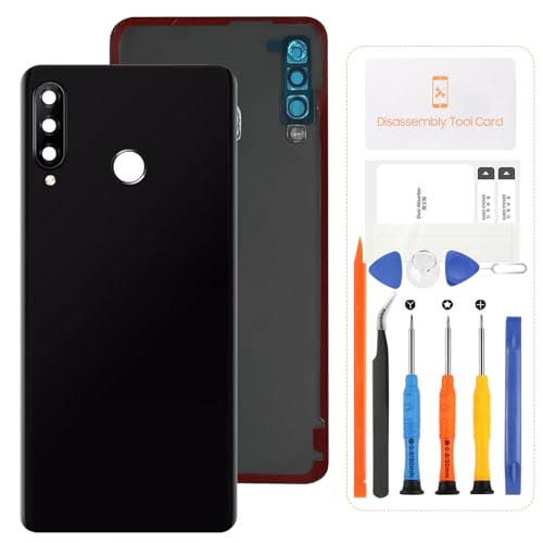 Für Huawei P30 Lite Akkudeckel Rückabdeckung Gehäuse für Huawei Nova 4e Akkudeckel Gehäuse und Kameralinse Ersatz ohne Fingerabdrucksensor (Schwarz,48MP) von SRJTEK