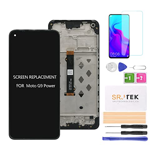 Für Moto G9 Power Screen Ersatz für Moto G9 Power LCD Bildschirm für Moto G9 Power Display für XT2091-3 XT2091-4 Digitizer Touchscreen Montage Reparaturteile mit Rahmen von SRJTEK