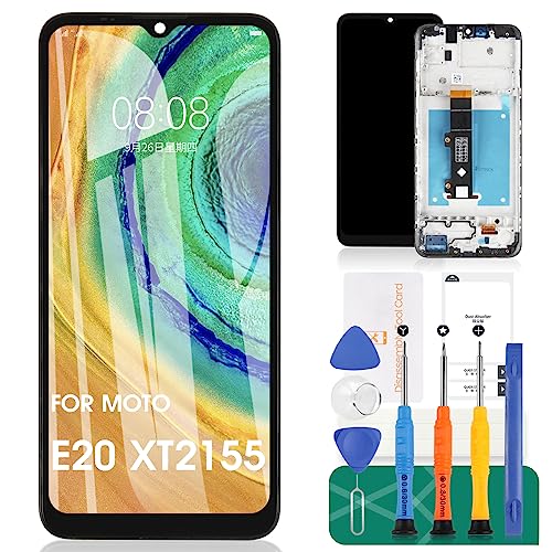 Für Motorola Moto E20 LCD-Bildschirm für Motorola E20 Bildschirm Ersatz E20 LCD Display XT2155 Touch Digitizer Montage XT2155-1, XT2155-3 Reparaturteile Kits (schwarz mit Rahmen) von SRJTEK