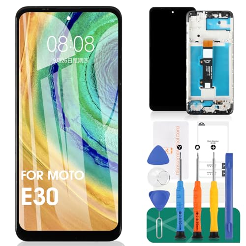 Für Motorola Moto E30 LCD-Display für Motorola Moto E40 Bildschirm Ersatz für Moto E30/E40 Touchscreen Digitizer XT2158 Reparatur-Sets (schwarz, mit Rahmen) von SRJTEK