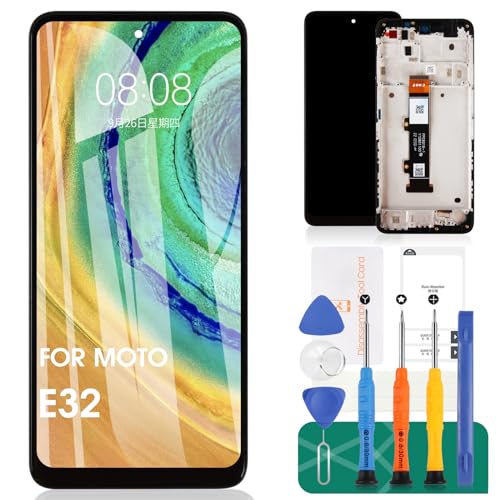 Für Motorola Moto E32 LCD Display Für Motorola Moto E32 Bildschirm Ersatz Für Moto E32 XT2227 Touch Digitizer Reparatur Kits Mit Rahmen(Schwarz,Nicht für E32S/G22) von SRJTEK