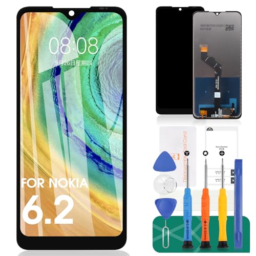 Für Nokia 6.2 LCD Bildschirm für Nokia 7.2 Bildschirm Ersatz TA-1200 LCD Display TA-1198 Touch Digitizer Assembly TA-1201,TA-1187,TA-1193,TA-1178,TA-1196,TA-1181 Reparatur Set(Schwarz) Kein Rahmen von SRJTEK
