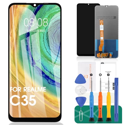 Für OPPO Realme C35 LCD Display für OPPO Realme C35 Bildschirm Ersatz RMX3511 Touch Digitizer Assembly Repair Kits (Schwarz, ohne Rahmen) von SRJTEK