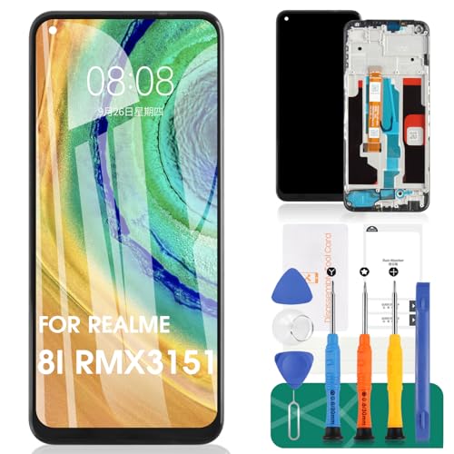 Für Realme 8i LCD Display für Realme 8i Bildschirm Ersatz für Realme 8i Touch RMX3151 Digitizer Assembly Repair Kits (schwarz, mit Rahmen) von SRJTEK