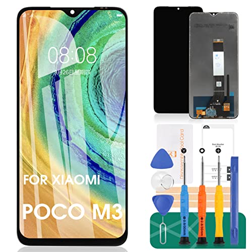 Für Redmi Note 9 4G Bildschirm Für Xiaomi Poco M3 LCD Display Für Redmi 9T Digitizer Für Redmi 9 Power Touch Screen(Ohne Rahmen, Schwarz） von SRJTEK