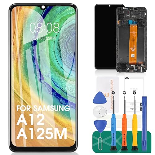 Für Samsung Galaxy A12 Bildschirm Ersatz für Samsung A12 LCD Bildschirm A125 LCD Display SM-A125F Touch Digitizer SM-A125M Montage mit SM-A125U,SM-A125N,SM-A125W Reparaturt Sets(Schwarz mit Rahmen) von SRJTEK