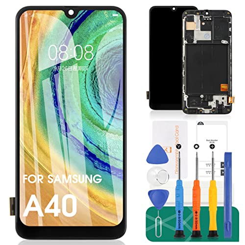 Für Samsung Galaxy A40 LCD-Bildschirm für Samsung A40 Bildschirm Ersatz A405 LCD Display SM-A405F Touch Digitizer Montage SM-A405FN,SM-A405FM,SM-A405S Reparat Kits(schwarz mit Rahmen)(Nicht Original) von SRJTEK