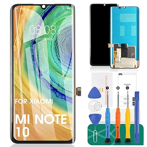 Für Xiaomi Mi Note 10 LCD für Xiaomi Mi Note 10 Pro Bildschirm Ersatz für Xiaomi Mi Note 10 Lite Touchscreen Digitizer Montage Reparatur-Sets (Schwarz, nicht für Redmi Note 10/10 Pro) von SRJTEK