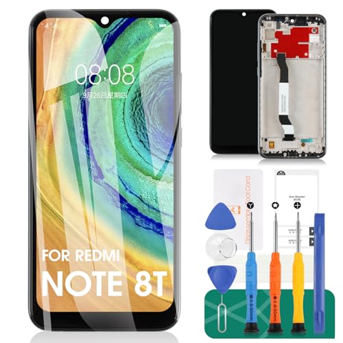 Für Xiaomi Redmi Note 8T LCD-Bildschirm für Redmi Note 8T Bildschirm Ersatz M1908C3XG Display Touch Digitizer Montage Reparaturteile Kits (Schwarz mit Rahmen) von SRJTEK