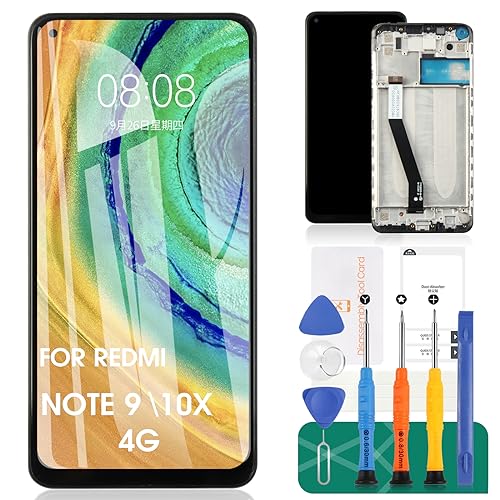 Für Xiaomi Redmi Note 9 2020 LCD-Display für Xiaomi Redmi 10X 4G Bildschirm Ersatz für Redmi Note 9/10X 4G Touch Digitizer mit Rahmen (Schwarz, nicht für Redmi Note 9 5G) von SRJTEK