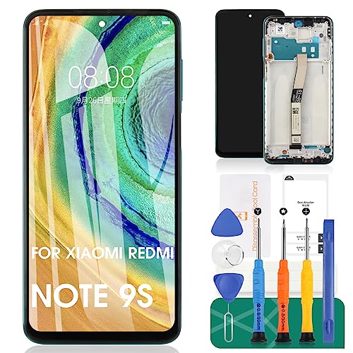 Für Xiaomi Redmi Note 9s Bildschirm Ersatz für Redmi Note 9 Pro LCD Didsplay für Redmi Note 9 Pro Max Digitizer Assembly Für Xiaomi Note 10 Lite Touchscreen (Mit Rahmen, Grün) von SRJTEK