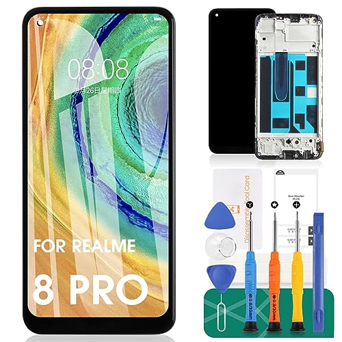Incell Ersatzbildschirm für Realme 8 Pro/7 pro Bildschirm für Reno5 Z LCD-Display für Realme 8 4G Digitizer für Reno4 SE LCD-Reparatur-Sets mit Rahmen (schwarz, ohne Fingerabdruck-Identifizierung) von SRJTEK
