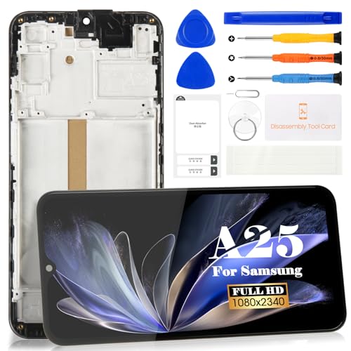 Incell LCD-Bildschirm für Samsung Galaxy A25 LCD A256 Display für Samsung A25 LCD Display SM-A256E SM-A256B SM-A256U LCD Digitizer Touchscreen Montage Reparaturteile mit Rahmen (schwarz) von SRJTEK