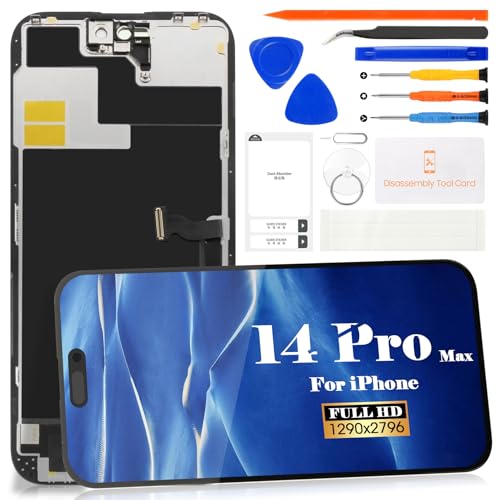 Incell LCD-Ersatzbildschirm für iPhone 14 Pro Max für iPhone 14 Pro Max, Digitizer-Display, Touch-Sensor, Montagezubehör-Kits A2894, A2893, A2895 (schwarz) von SRJTEK