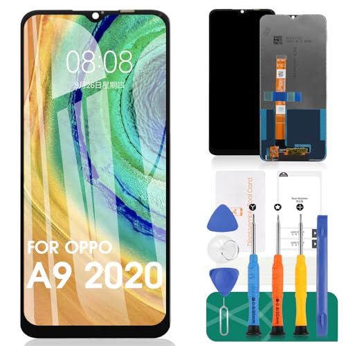 LCD-Bildschirm für OPPO A9 2020 für Oppo A11x Bildschirm Ersatz CPH1937 Display Touch Digitizer Assembly CPH1939, CPH1941 Reparaturteile Kits (Schwarz ohne Rahmen) von SRJTEK