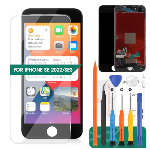 LCD-Bildschirm für iPhone SE (2022) für iPhone SE3 Bildschirm Ersatz für iPhone SE (3. Generation) Touch Digitizer A2783 Reparatur-Sets (ohne Rahmen) (schwarz) von SRJTEK