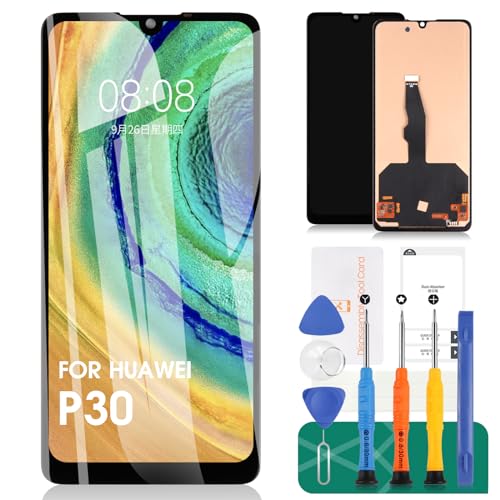 Not Original Ersatz-LCD-Display, kompatibel mit Huawei P30, ELE-L29, ELE-L09, ELE-L04, Touch-Digitalisierer, Panel, Sensor, Glas, Objektiv-Set(Kein Fingerabdruck) (Black No Frame Incell) von SRJTEK