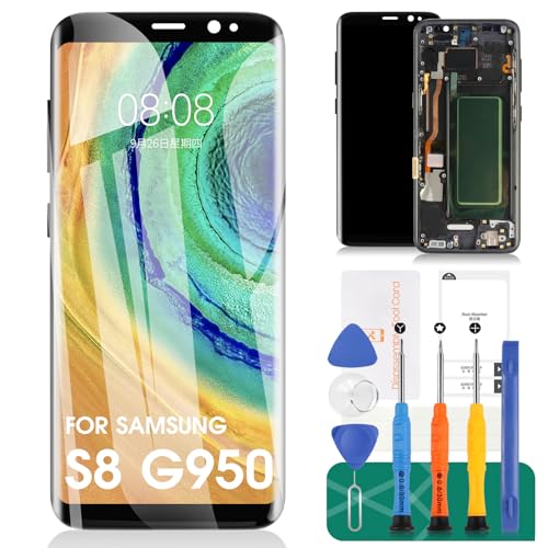 OLED Ersatz-LCD-Bildschirm für Samsung Galaxy S8 G950, LCD-Display, Digitizer für SM-G950, SM-G950W, SM-G950S, Touchscreen-Reparatur-Set mit Rahmen, Schwarz, mit Fingerabdruck OLED Ersatz-LCD-Bildschirm für Samsung Galaxy S8 G950, LCD-Display, Digitizer für SM-G950, SM-G950W, SM-G950S, Touchscreen-Reparatur-Set mit Rahmen, Schwarz, mit Fingerabdruck von SRJTEK