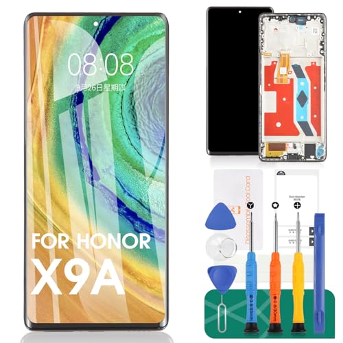 OLED Ersatz-LCD-Display für Huawei Honor X9A RMO-NX1 Touch-Kits mit Rahmen (schwarz, mit Fingerabdruckerkennung) von SRJTEK