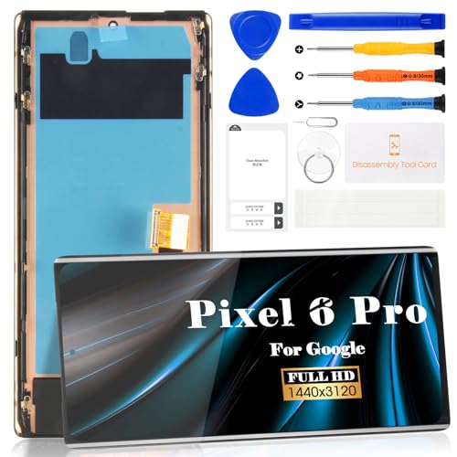 OLED Ersatzbildschirm für Google Pixel 6 Pro für Google Pixel 6 Pro LCD Digitizer Reparatursets für Google Pixel 6 Pro GLUOG G8VOU Touchscreen-Display Montage Ersatz mit Rahmen (schwarz) von SRJTEK