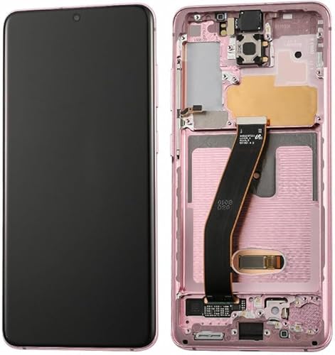 OLED Ersatzbildschirm für Samsung Galaxy S20 5G für Samsung Galaxy S20 5G LCD-Display für SM-G980, SM-G980F Touchscreen-Digitizer, Montage-Reparatur-Set mit Rahmen (mit Fingerabdruck, Rosa) von SRJTEK