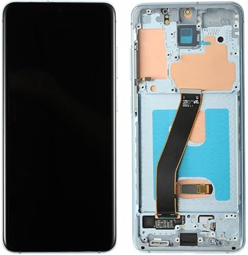 OLED Ersatzdisplay für Samsung Galaxy S20 5G für Samsung S20 5G LCD-Display für SM-G980, SM-G980F Touchscreen-Digitizer, Montage-Reparatur-Set mit Rahmen (blau, mit Fingerabdruck) von SRJTEK