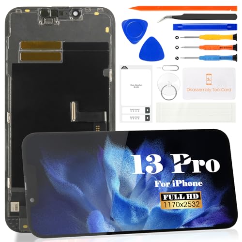 OLED LCD-Digitizer für iPhone 13 Pro, 15,5 cm (6,1 Zoll), für iPhone 13 Pro A2483, A2636, A2638, A2639, A2640, LCD-Digitalisierer (Schwarz, ohne Rahmen) von SRJTEK