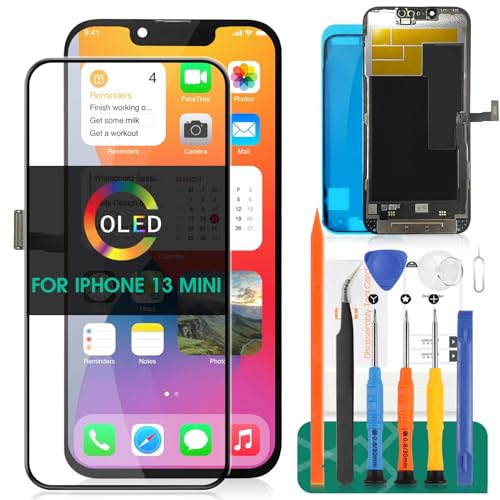 OLED LCD-Display für iPhone 13 Mini für iPhone 13, Mini-Bildschirm, Ersatz für A2628, Touch-Digitizer, Montage-Reparatur-Kits, Schwarz von SRJTEK