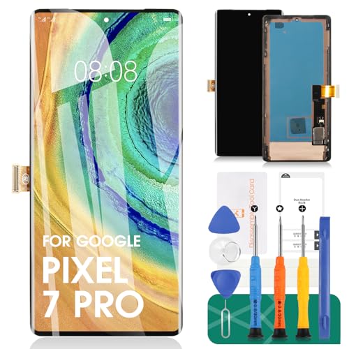 OLED für Google Pixel 7 Pro 5G Bildschirm Ersatz für Google Pixel 7 Pro GP4BC GE2AE LCD-Display für Google Pixel 7 Pro Digitizer Touchscreen Montage Ersatz 5G mit Rahmen von SRJTEK