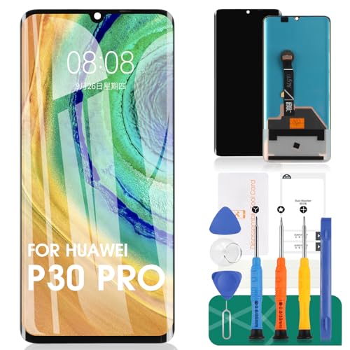 OLED für Huawei P30 Pro Bildschirm Ersatz LCD Display VOG-L29 VOG-L09 VOG-AL00 Touch Digitizer Sensor Kits Ohne Rahmen(Schwarz,mit Fingerabdruck, Curved Screen) von SRJTEK