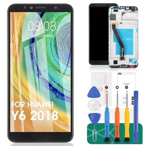 SRJTEK Ersatz-LCD-Display für Huawei Y6 2018 für Huawei Y6 Bildschirm ATU-L11, ATU-LX3, ATU-L21, ATU-L22 Touch Digitizer Reparatur-Sets (schwarz, mit Rahmen) von SRJTEK