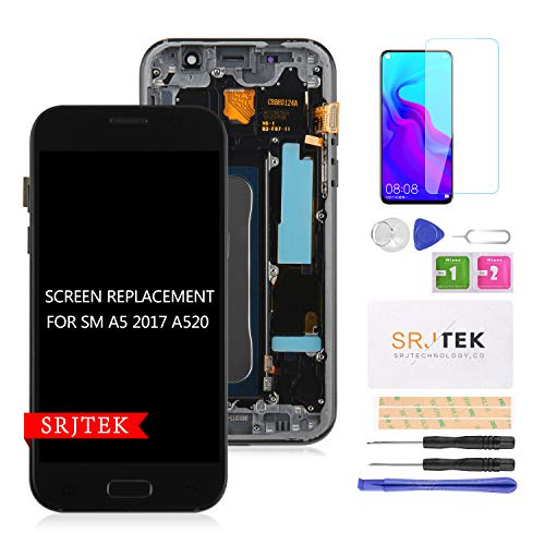 SRJTEK Ersatz-LCD-Display für Samsung Galaxy A520 2017, 13,2 cm, (AMOLED) für A5 (2017) A520F A520F/DS A520K A520L A520S Touchscreen-Digitizer Glas Montageset, inkl. gehärtetem Glas von SRJTEK